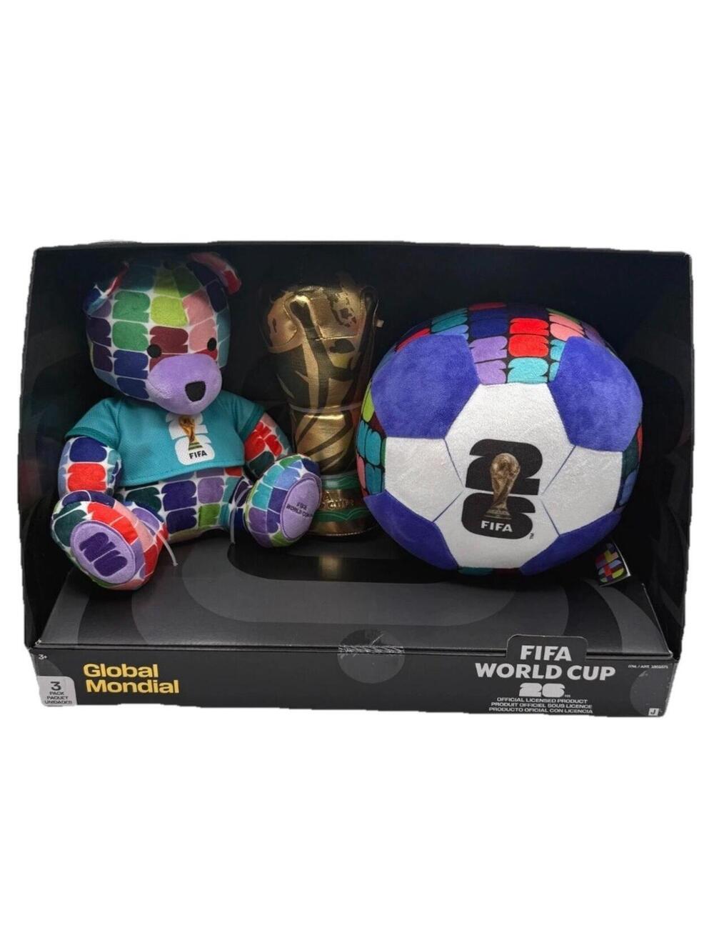FIFA World Cup 26 USA Plush 3 Pack Set Bear Trophy Soccer Ball Jazwares New